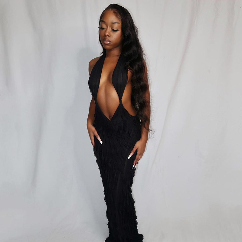 Deep Cleavage Sexy Maxi Dress – Chic Affair
